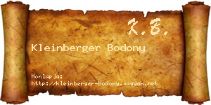 Kleinberger Bodony névjegykártya